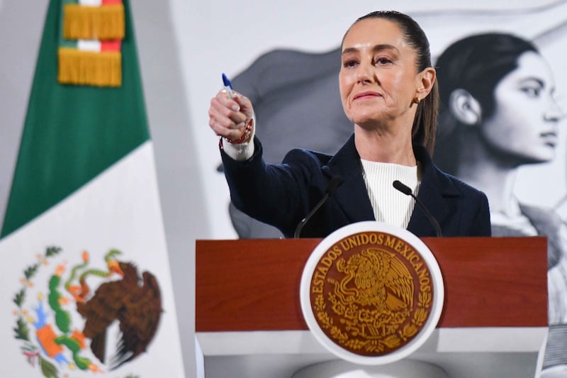 Claudia Sheinbaum, presidenta de México, durante la conferencia matutina realizada en Palacio Nacional.