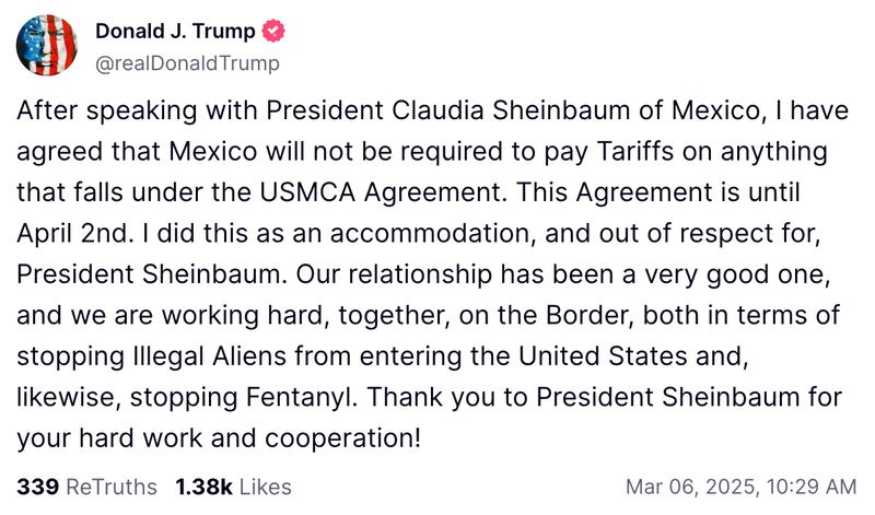 Trump llamada Sheinbaum