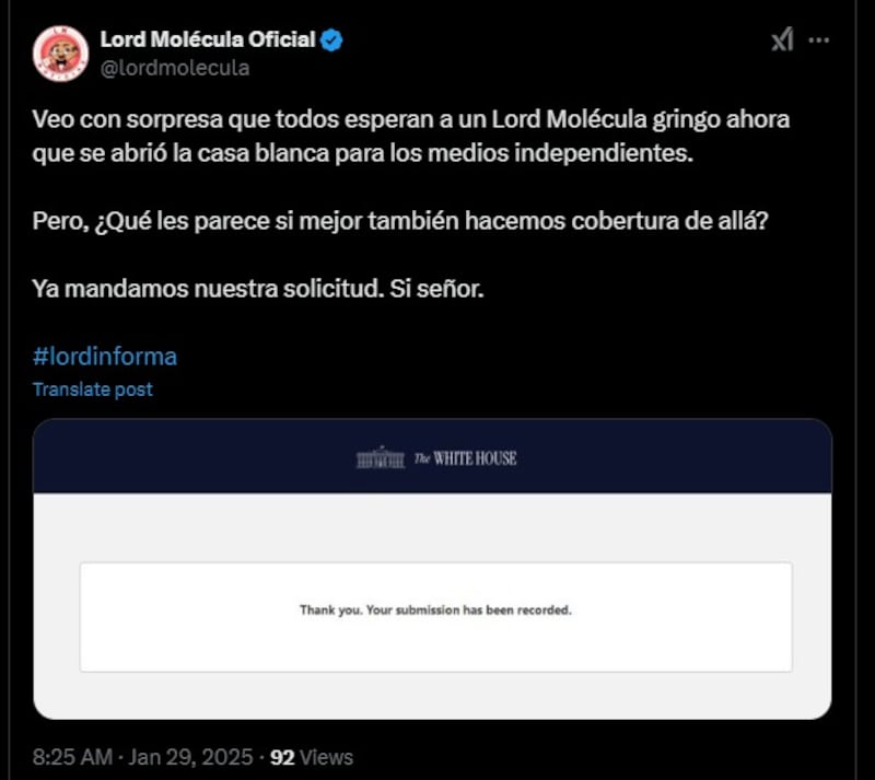 Lord Molécula en la Casa Blanca