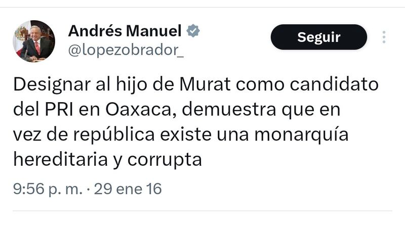 AMLO se queja de los Murat